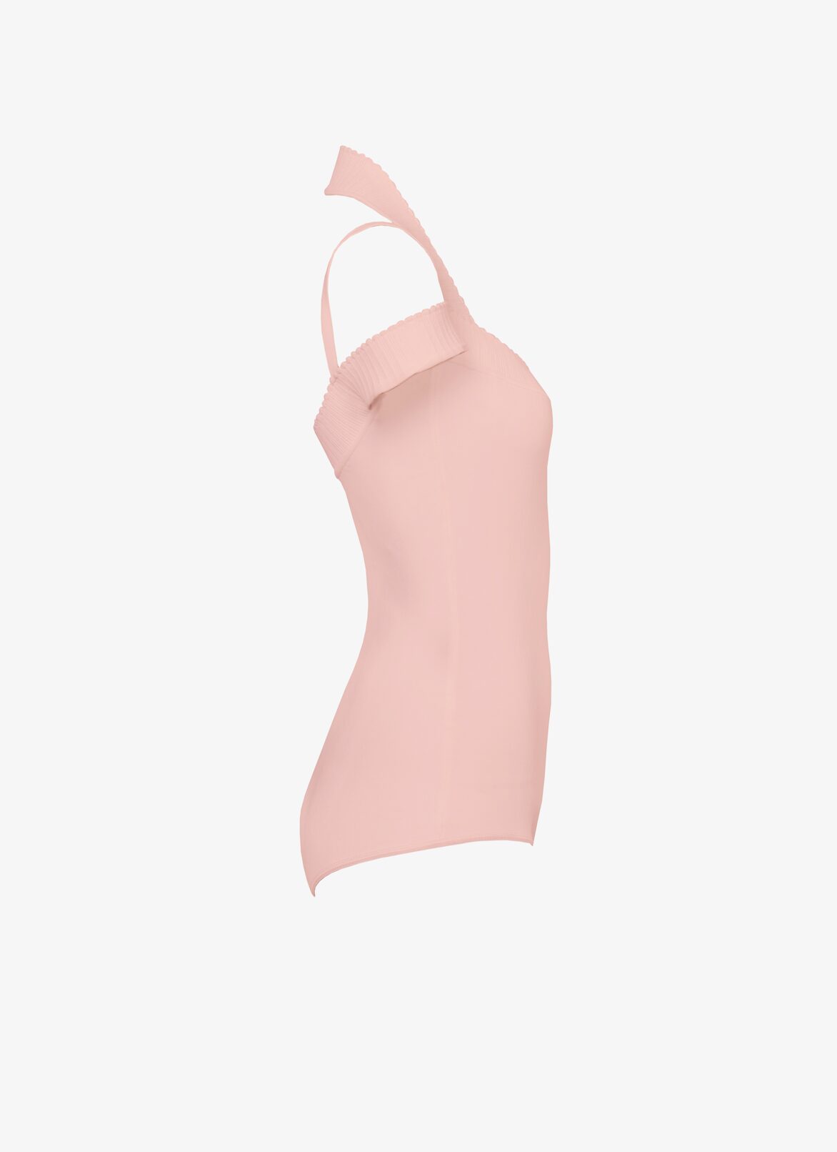 Cold-shoulder knit bodysuit 
 ALAÏA PALE PINK COLD-SHOULDER KNIT BODYSUIT
